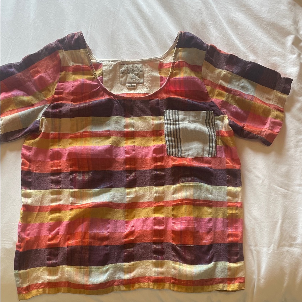 Colorful Striped Women’s Ace&Jig Short Sleeve Top